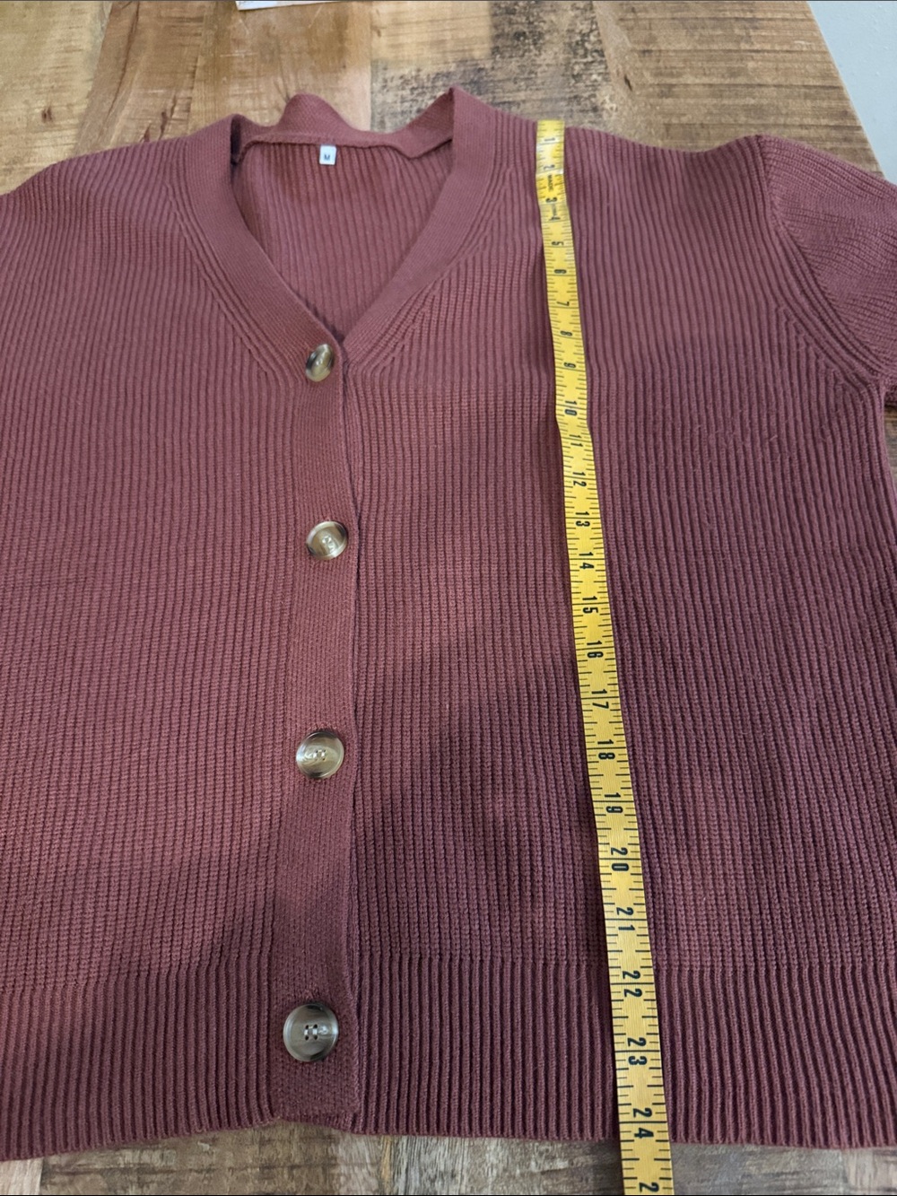 Women's Ribbed Button-Front Sweater Cardigan - Rust - Picture 4 of 5